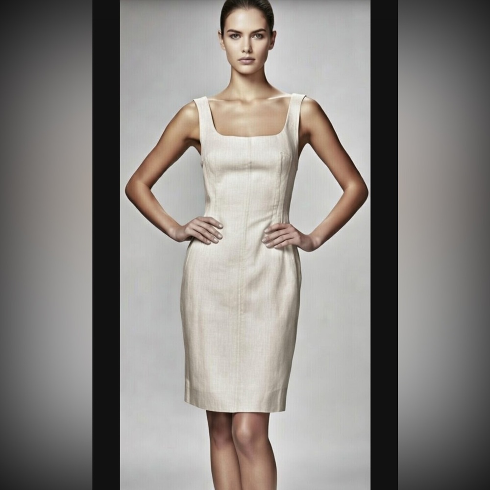 DOLCE & GABBANA Wool  Cream Sleeveless Dress $1845